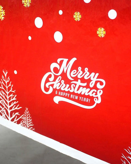 Fata de masa dreptunghiulara PVC, grosime, imprimeu Merry Christmas, potrivit pentru Craciun, utilizare multipla