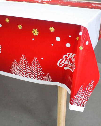 Fata de masa dreptunghiulara PVC, grosime, imprimeu Merry Christmas, potrivit pentru Craciun, utilizare multipla