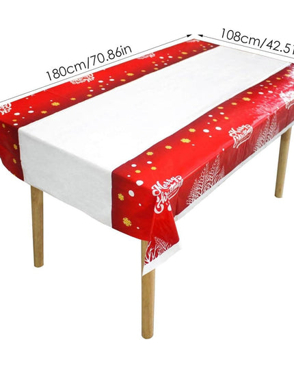 Fata de masa dreptunghiulara PVC, grosime, imprimeu Merry Christmas, potrivit pentru Craciun, utilizare multipla