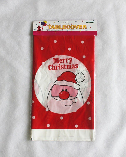 Fata de masa dreptunghiulara PVC, grosime, imprimeu Mos Craciun model 2, potrivit pentru Craciun, utilizare multipla