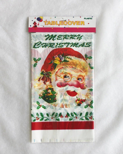Fata de masa dreptunghiulara PVC, grosime, imprimeu Mos Craciun, potrivit pentru Craciun, utilizare multipla