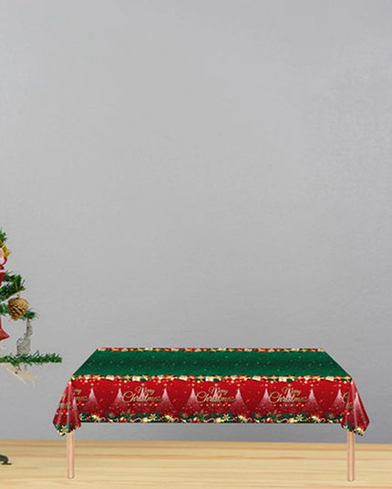 Fata de Masa Festiva, Dreptunghiulara, Imprimeu Merry Christmas, Tema Craciun, Rezistenta la Apa, din PVC,