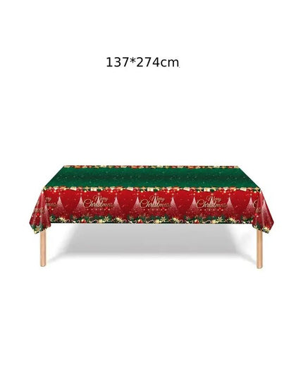 Fata de Masa Festiva, Dreptunghiulara, Imprimeu Merry Christmas, Tema Craciun, Rezistenta la Apa, din PVC,