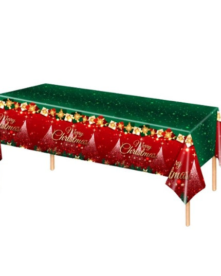 Fata de Masa Festiva, Dreptunghiulara, Imprimeu Merry Christmas, Tema Craciun, Rezistenta la Apa, din PVC