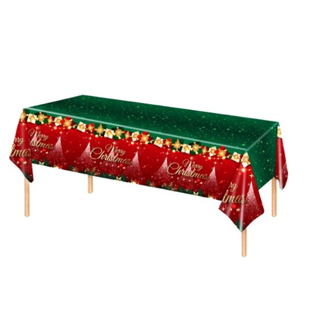 Fata de Masa Festiva, Dreptunghiulara, Imprimeu Merry Christmas, Tema Craciun, Rezistenta la Apa, din PVC,