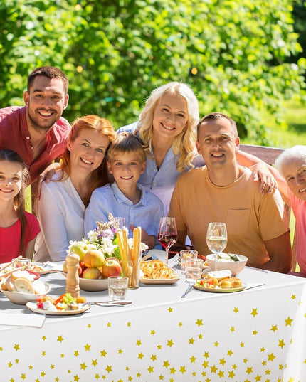 Fata de Masa, din Folie, Imprimeu Stele Aurii, Impermeabila