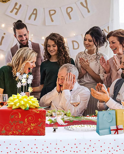 Fata de Masa, din PEVA, Imprimeu Buline , 137 x 274 cm, Impermeabila, Fara Pete, Curatare Rapida