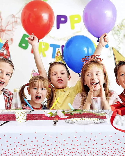 Fata de Masa, din PEVA, Imprimeu Buline , 137 x 274 cm, Impermeabila, Fara Pete, Curatare Rapida