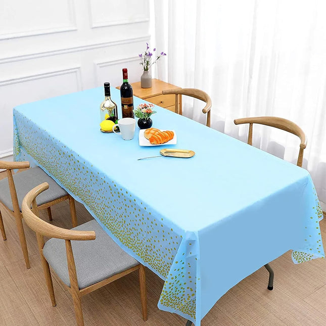 Fata de Masa, din PEVA, Imprimeu Buline Aurii,Impermeabila, Fara Pete, Curatare Rapida