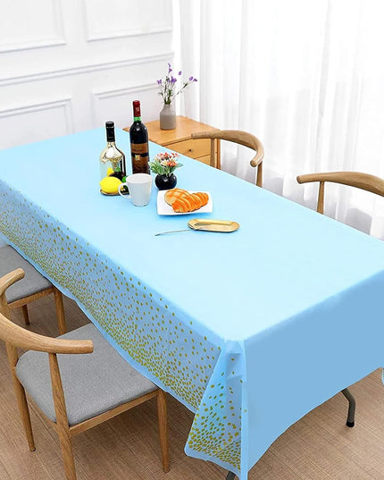 Fata de Masa, din PEVA, Imprimeu Buline Aurii,Impermeabila, Fara Pete, Curatare Rapida