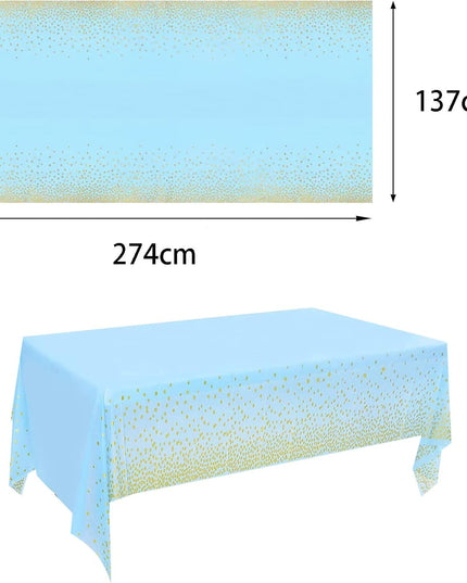 Fata de Masa, din PEVA, Imprimeu Buline Aurii,Impermeabila, Fara Pete, Curatare Rapida