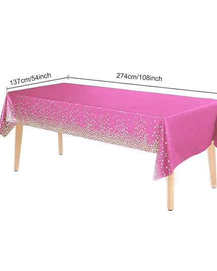 Fata de Masa, din PEVA, Imprimeu Buline Aurii,Impermeabila, Fara Pete, Curatare Rapida