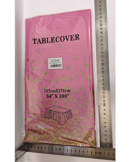 Fata de Masa, din PEVA, Imprimeu Buline Aurii,Impermeabila, Fara Pete, Curatare Rapida