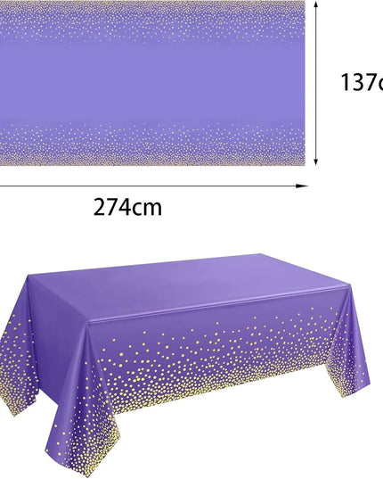 Fata de Masa, din PEVA, Imprimeu Buline Aurii,Impermeabila, Fara Pete, Curatare Rapida