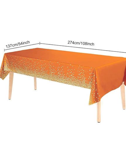 Fata de Masa, din PEVA, Imprimeu Buline Aurii,Impermeabila, Fara Pete, Curatare Rapida