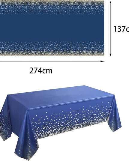 Fata de Masa, din PEVA, Imprimeu Buline Aurii,Impermeabila, Fara Pete, Curatare Rapida