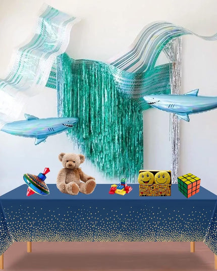 Fata de Masa, din PEVA, Imprimeu Buline Aurii,Impermeabila, Fara Pete, Curatare Rapida