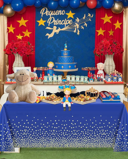 Fata de Masa, din PEVA, Imprimeu Buline Aurii,Impermeabila, Fara Pete, Curatare Rapida