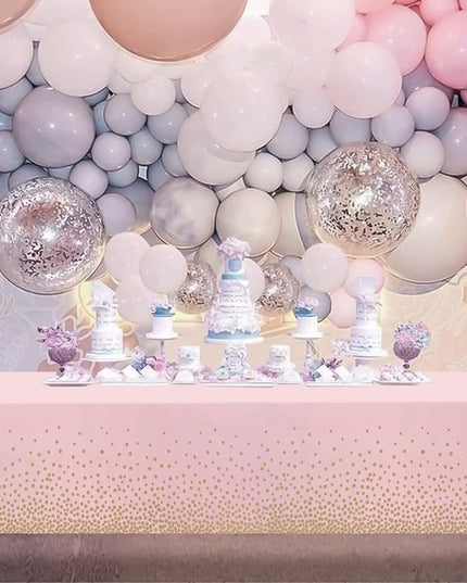 Fata de Masa, din PEVA, Imprimeu Buline Aurii,Impermeabila, Fara Pete, Curatare Rapida