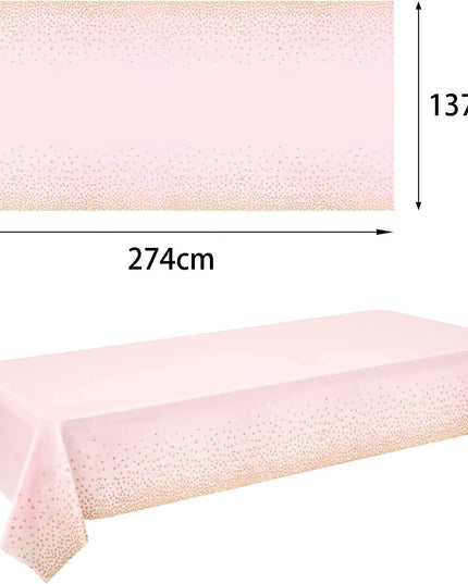 Fata de Masa, din PEVA, Imprimeu Buline Aurii,Impermeabila, Fara Pete, Curatare Rapida