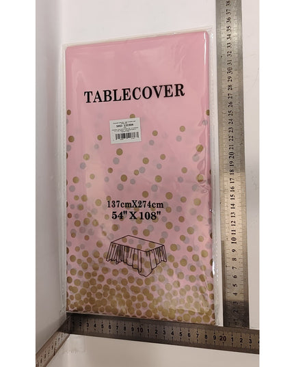 Fata de Masa, din PEVA, Imprimeu Buline Aurii,Impermeabila, Fara Pete, Curatare Rapida