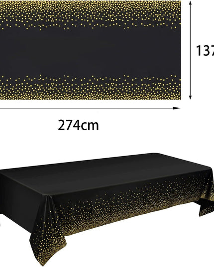 Fata de Masa, din PEVA, Imprimeu Buline Aurii,Impermeabila, Fara Pete, Curatare Rapida