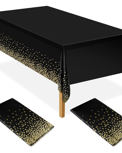 Fata de Masa, din PEVA, Imprimeu Buline Aurii,Impermeabila, Fara Pete, Curatare Rapida