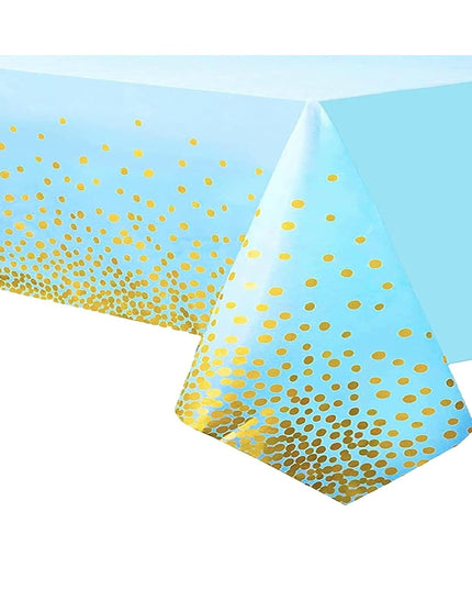 Fata de Masa, din PEVA, Imprimeu Buline Aurii,Impermeabila, Fara Pete, Curatare Rapida