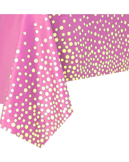 Fata de Masa, din PEVA, Imprimeu Buline Aurii,Impermeabila, Fara Pete, Curatare Rapida