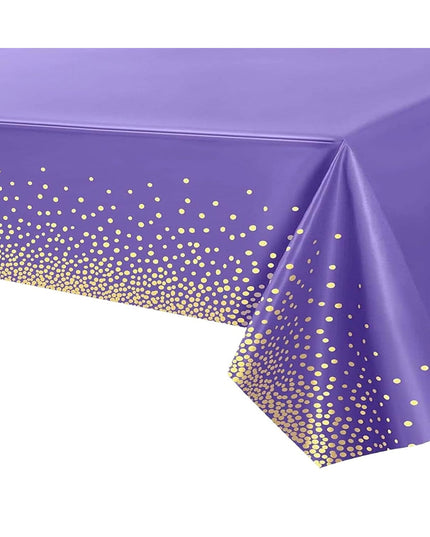 Fata de Masa, din PEVA, Imprimeu Buline Aurii,Impermeabila, Fara Pete, Curatare Rapida