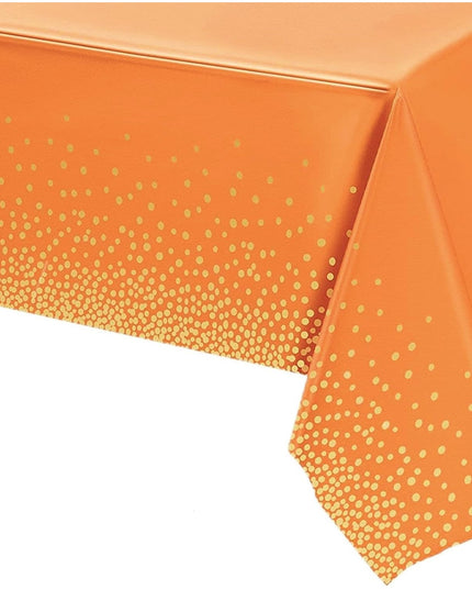 Fata de Masa, din PEVA, Imprimeu Buline Aurii,Impermeabila, Fara Pete, Curatare Rapida