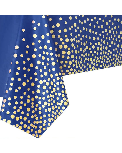 Fata de Masa, din PEVA, Imprimeu Buline Aurii,Impermeabila, Fara Pete, Curatare Rapida