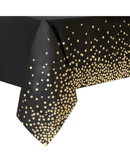 Fata de Masa, din PEVA, Imprimeu Buline Aurii,Impermeabila, Fara Pete, Curatare Rapida