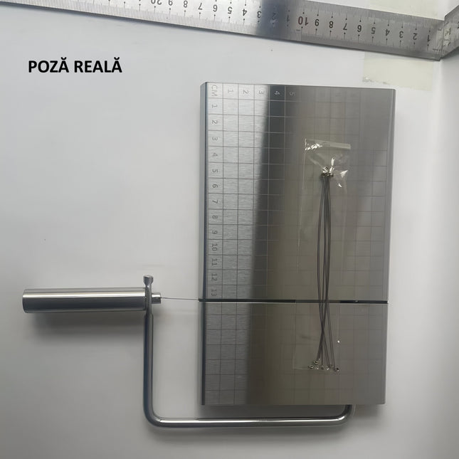 Feliator de Branza, din Otel Inoxidabil, 5 Fire de Rezerva, Maner Ergonomic, Scara de Masurare