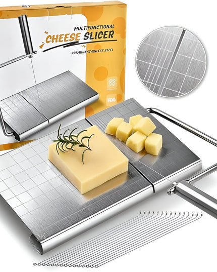 Feliator de Branza, din Otel Inoxidabil, 5 Fire de Rezerva, Maner Ergonomic, Scara de Masurare
