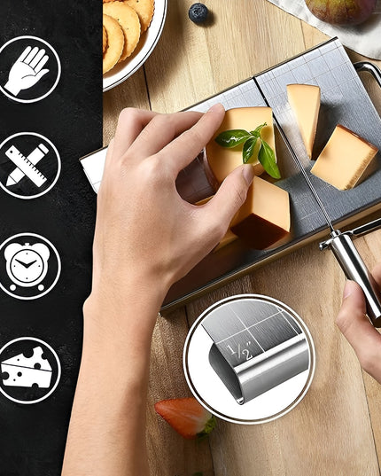 Feliator de Branza, din Otel Inoxidabil, 5 Fire de Rezerva, Maner Ergonomic, Scara de Masurare