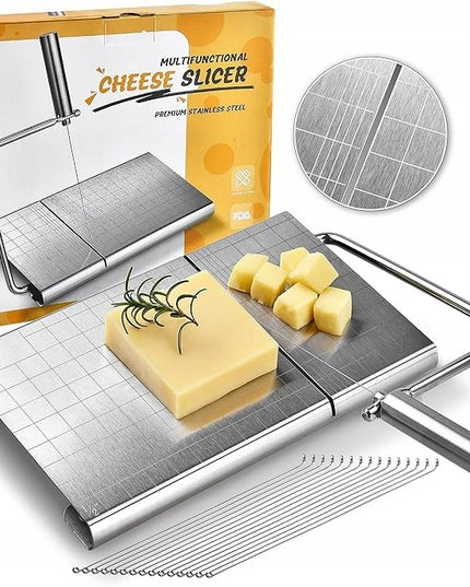 Feliator de Branza, din Otel Inoxidabil, 5 Fire de Rezerva, Maner Ergonomic, Scara de Masurare