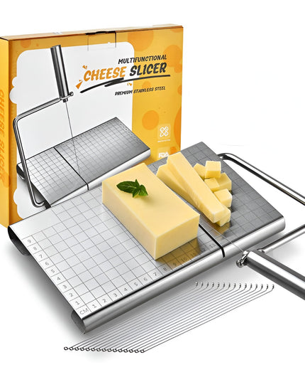 Feliator de Branza, din Otel Inoxidabil, 5 Fire de Rezerva, Maner Ergonomic, Scara de Masurare