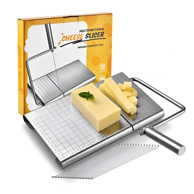 Feliator de Branza, din Otel Inoxidabil, 5 Fire de Rezerva, Maner Ergonomic, Scara de Masurare