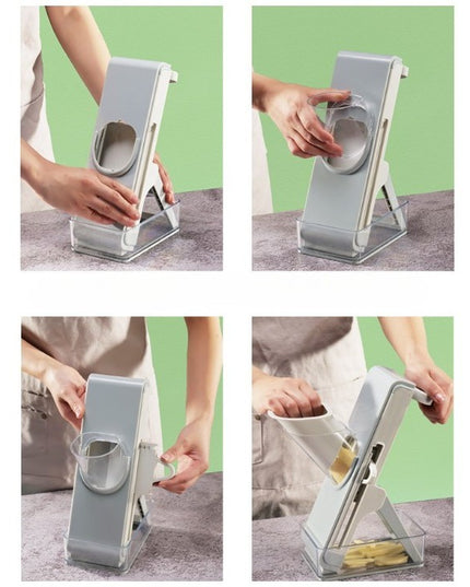 Feliator de Legume Multifunctional, Taieturi Diferite, Razatoare pentru Bucatarie, Taietor de Cartofi, Presa Manuala, Pliabila, Extensibila, PP PET