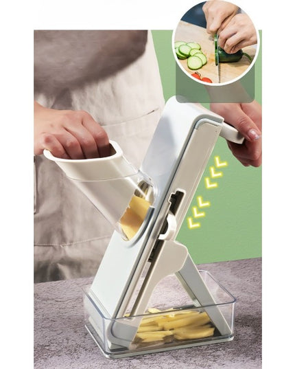 Feliator de Legume Multifunctional, Taieturi Diferite, Razatoare pentru Bucatarie, Taietor de Cartofi, Presa Manuala, Pliabila, Extensibila, PP PET