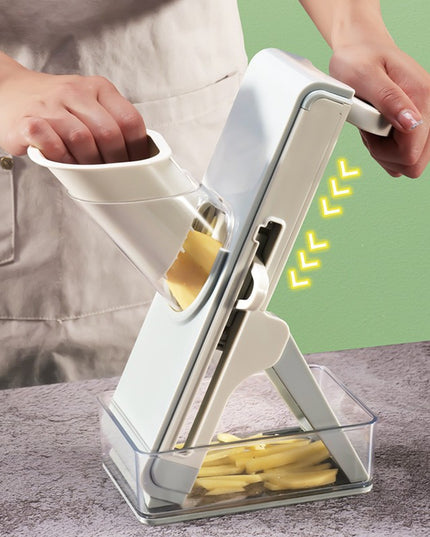 Feliator de Legume Multifunctional, Taieturi Diferite, Razatoare pentru Bucatarie, Taietor de Cartofi, Presa Manuala, Pliabila, Extensibila, PP PET