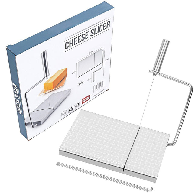 Feliator manual pentru cascaval, salam, prajituri, unt, din otel inoxidabil, usor de curatat si utilizat, 5 lame de schimb incluse, picioare antiderapante