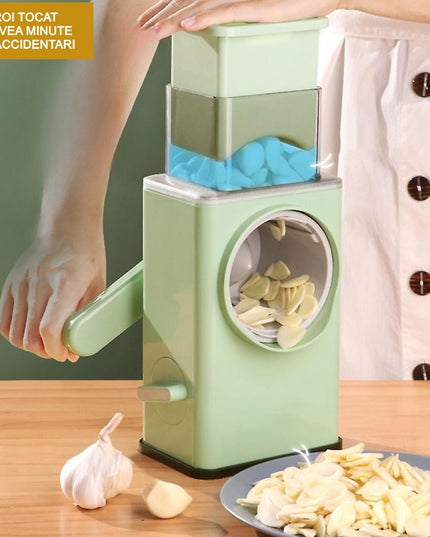 Feliator manual pentru legume 3 lame din otel inxodabil, 3 tipuri de feliere, material carcasa ABS, latime maxima feliere , baza de tip ventuza, usor si sigur de utilizat