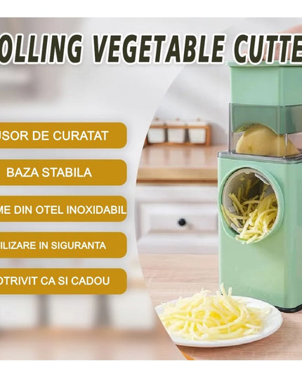 Feliator manual pentru legume 3 lame din otel inxodabil, 3 tipuri de feliere, material carcasa ABS, latime maxima feliere , baza de tip ventuza, usor si sigur de utilizat