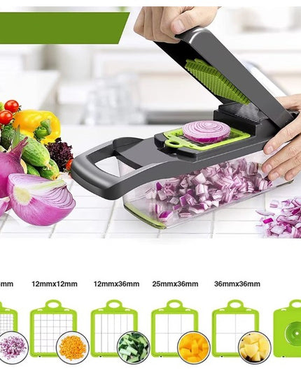 Feliator Multifunctional, Razatoare, 8 in 1, pentru Fructe si Legume, 10 Piese, Lame de Inox, Recipient Stocare, Separator Oua, Protectie Mana, ABS, 32.2x11.3 cm, /