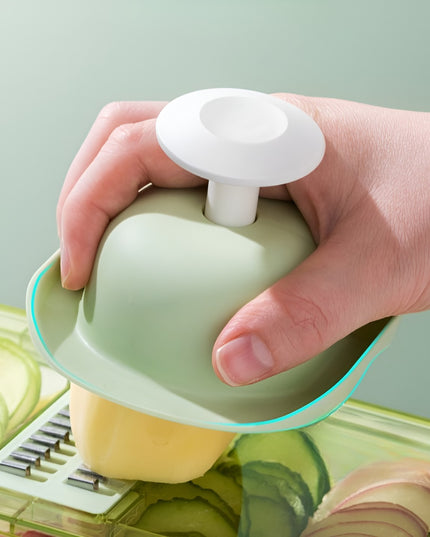 Feliator Multifunctional, 1, pentru Fructe si Legume, 6 Piese, Maner, Lame de Inox, Recipient Stocare, Protectie Mana, ABS