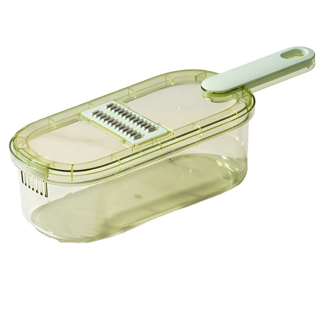 Feliator Multifunctional, 1, pentru Fructe si Legume, 9 Piese, Maner, Lame de Inox, Recipient Stocare, Protectie Mana, ABS