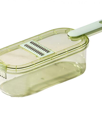 Feliator Multifunctional, 1, pentru Fructe si Legume, 9 Piese, Maner, Lame de Inox, Recipient Stocare, Protectie Mana, ABS