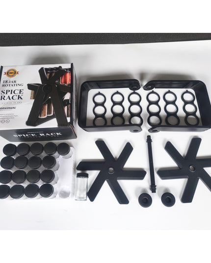 Suport Pentru Condimente Rotativ, Multifunctional, Pivotant 360°, Portabil, Usor de Montat,ABS/Sticla